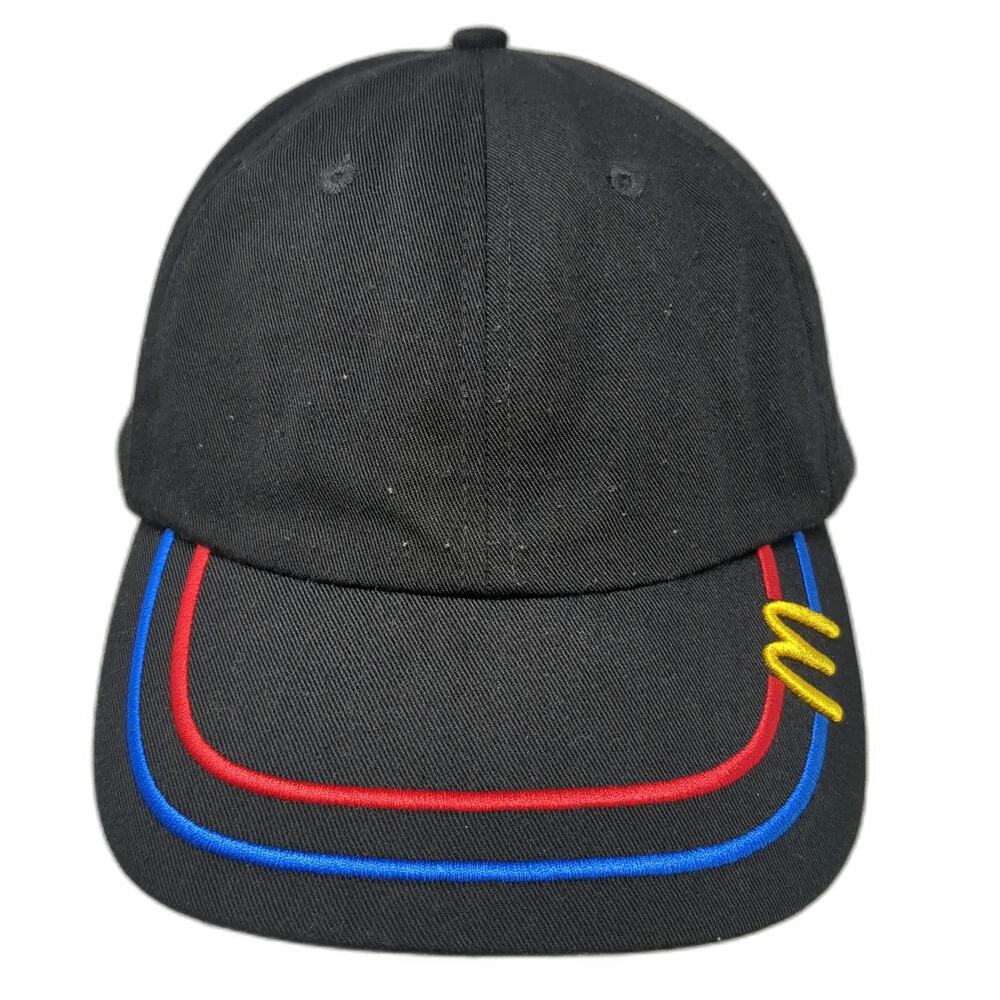 McDonald's Baseball Cap Black One Size Recycled Fabric Strapback Hat Yellow M
